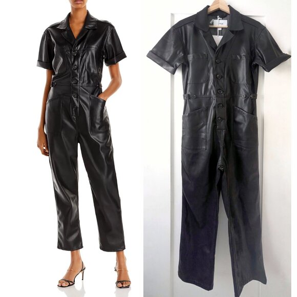 Pistola | Grover Vegan Leather Jumpsuit In Black - Picture 1 of 14